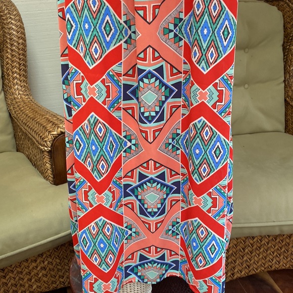 Silky lined southwest Aztec print style mini dress Size M - Picture 3 of 9